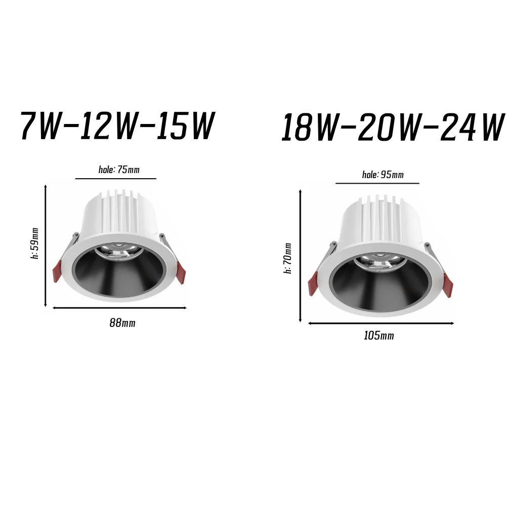 Downlights encastrés anti-absorbe ouissement à LED, lunette étroite, budgétaire COB, plafonnier à intensité variable, AC 110V, 220V, 7W, 12W, 15W, 18W, 20W, 24W, Home Business