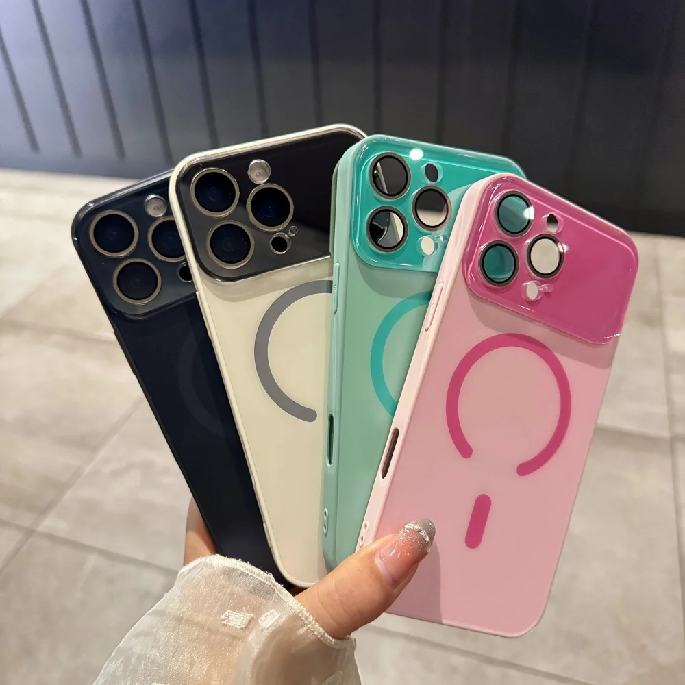 

Для iPhone 17 Pro Max Magsafe с беспроводной зарядкой, лавандовый контрастный силиконовый чехол с защитной крышкой для объектива