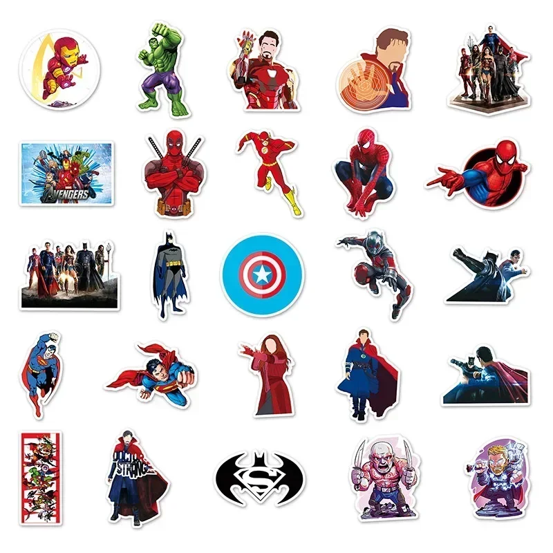 Disney 35/50Pcs Super Hero Spider-Man Black Widow Sticker Cartoon Character Thor Iron Man Sticker Toys Children's Gifts