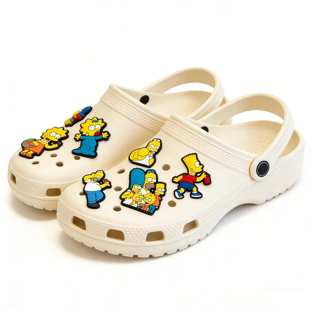 18 Stück Anime Die Simpsons Schuh-Charms PVC Schuh-Dekorationen DIY Lustige Schuhschnallen-Accessoires für Fans Weihnachtsparty-Geschenke – Detail 2