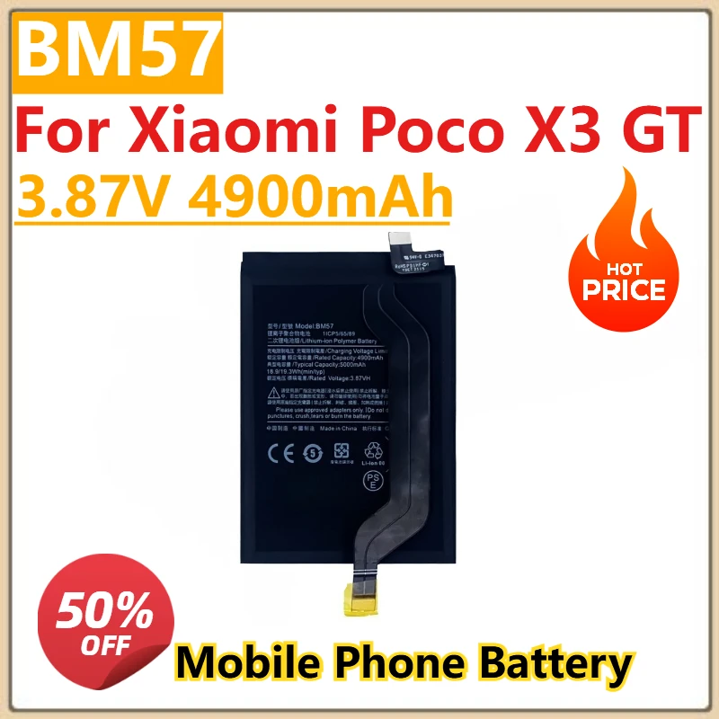 

New 3.87V 4900mAh High Quality BM57 Battery For Xiaomi Poco X3 GT Battery Phone Battery Bateria In Stock Fast Shipping