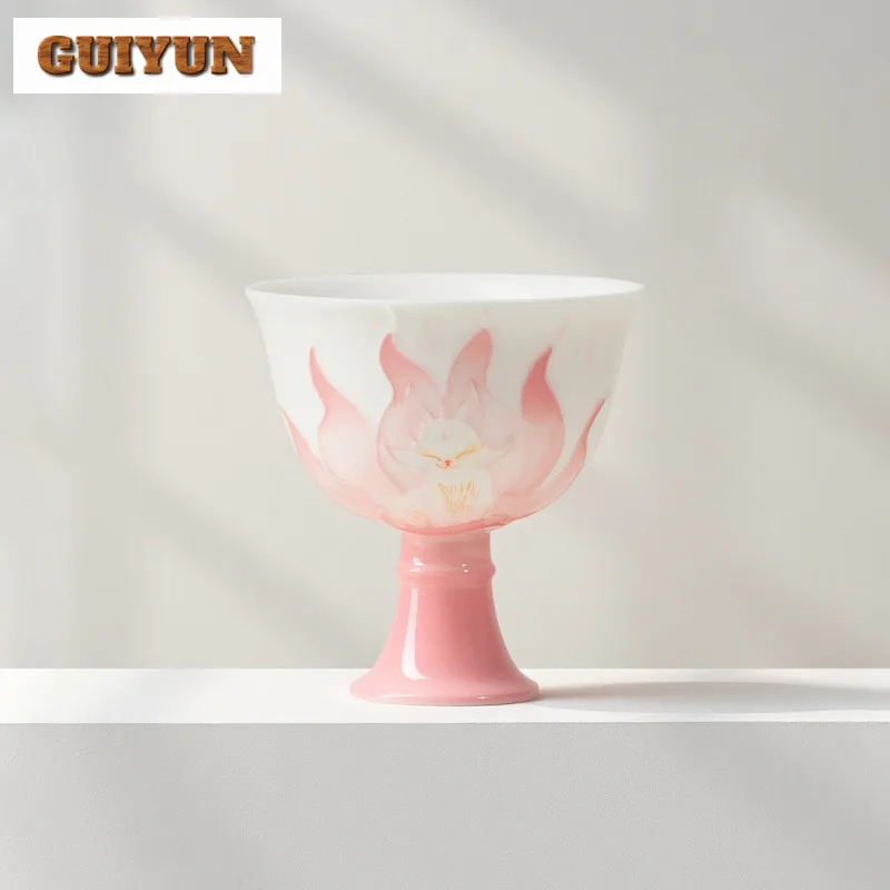 

2pc/lot Hand-painted Nine-tailed Fox Teacup Traditional Tea Bowl Mug Tea-tasting Meditation Cup Jianzhan Master Cups Teaset 50ml