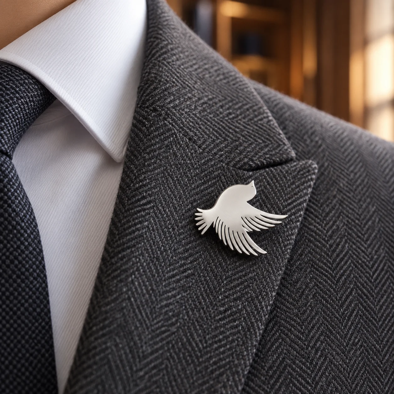 Flight Bird Brooch Compact Brooch Pin Animal Brooch Stainless Steel For Suit Lapel Groom Suit Styling Gift Giving