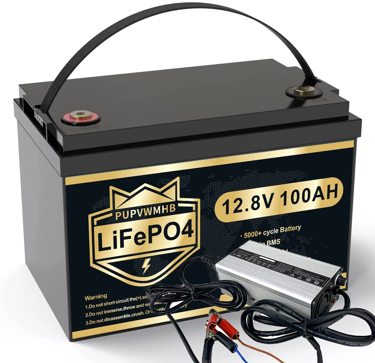 12V 100AH LiFePO4 Battery Max.1280Wh Built-in 100Ah BMS 6000+ Deep Cycles Lithium Battery For RV Campers Off-Road Off-grid Solar