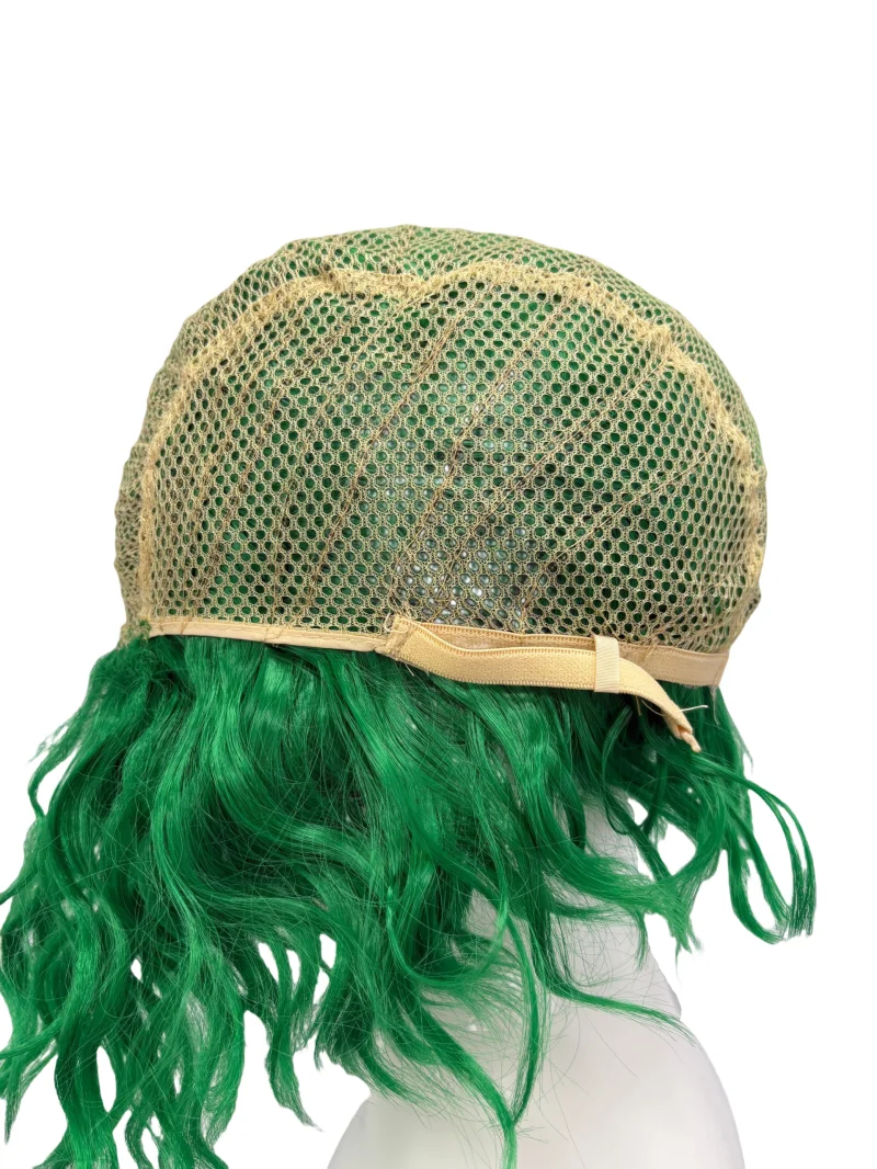 Fluorescent Green Short Curly Hair Chemical Fiber Synthetic Wig | Funny Party Clown Character Cosplay Wig view 5