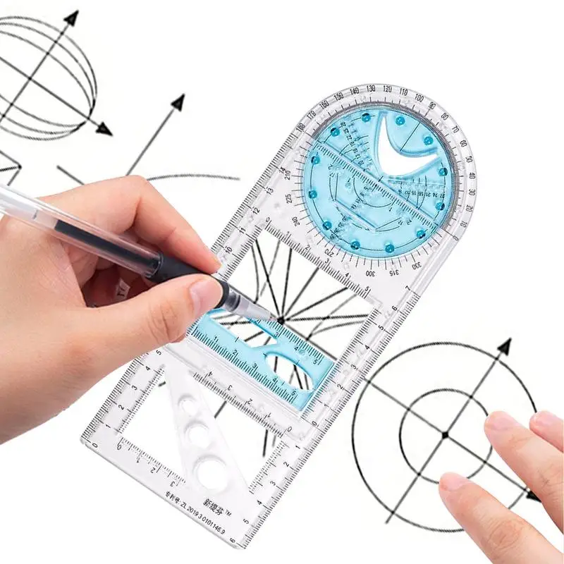 Regla de medición de plantilla para estudiantes, reglas de plantilla de dibujo geométrico para cilindros, conos, cubos, Parabolas