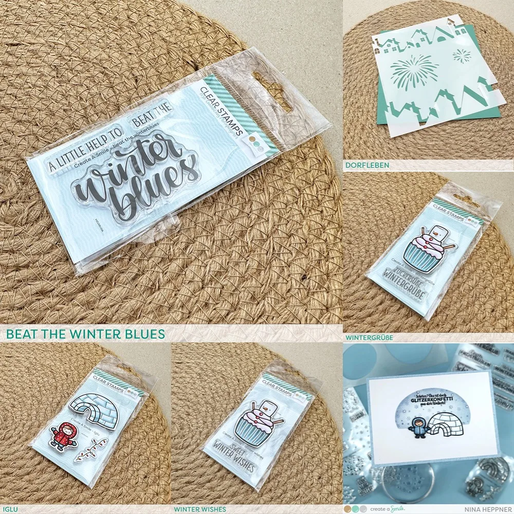 Weihnachtsstempel und Schablone, Sammelalbum, Tagebuch, Dekoration, Prägevorlage, Eiskeller und Schneemann, Kuchen, DIY-Grußkarte, handgefertigt