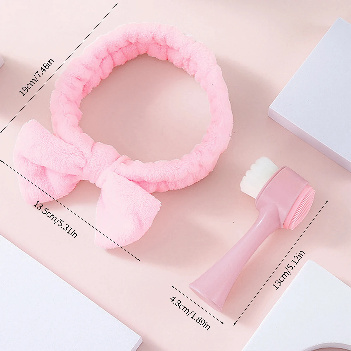 Dwustronna szczoteczka do oczyszczania twarzy, silikonowy czyścik do twarzy z opaską na włosy, usuwanie zaskórników, ręczny masaż, oczyszczanie porów, peeling