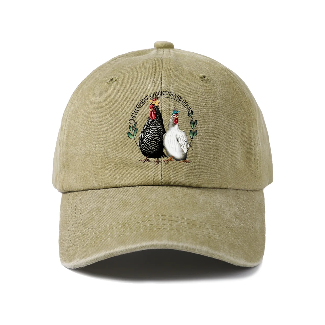 Black and White Chicken Pair Graphic Vintage Washed Baseball Cap, Adjustable Unisex Dad Hat for Men and Women