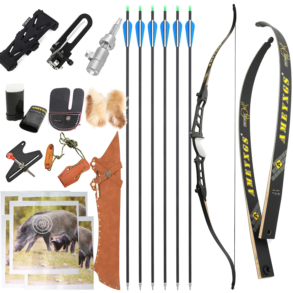

Archery 68" Takedown Recurve Bow 20-40 lbs Right Hand Alloy Handle Hunting Shooting Target Quiver Bow Bag Carbon Arrow Set