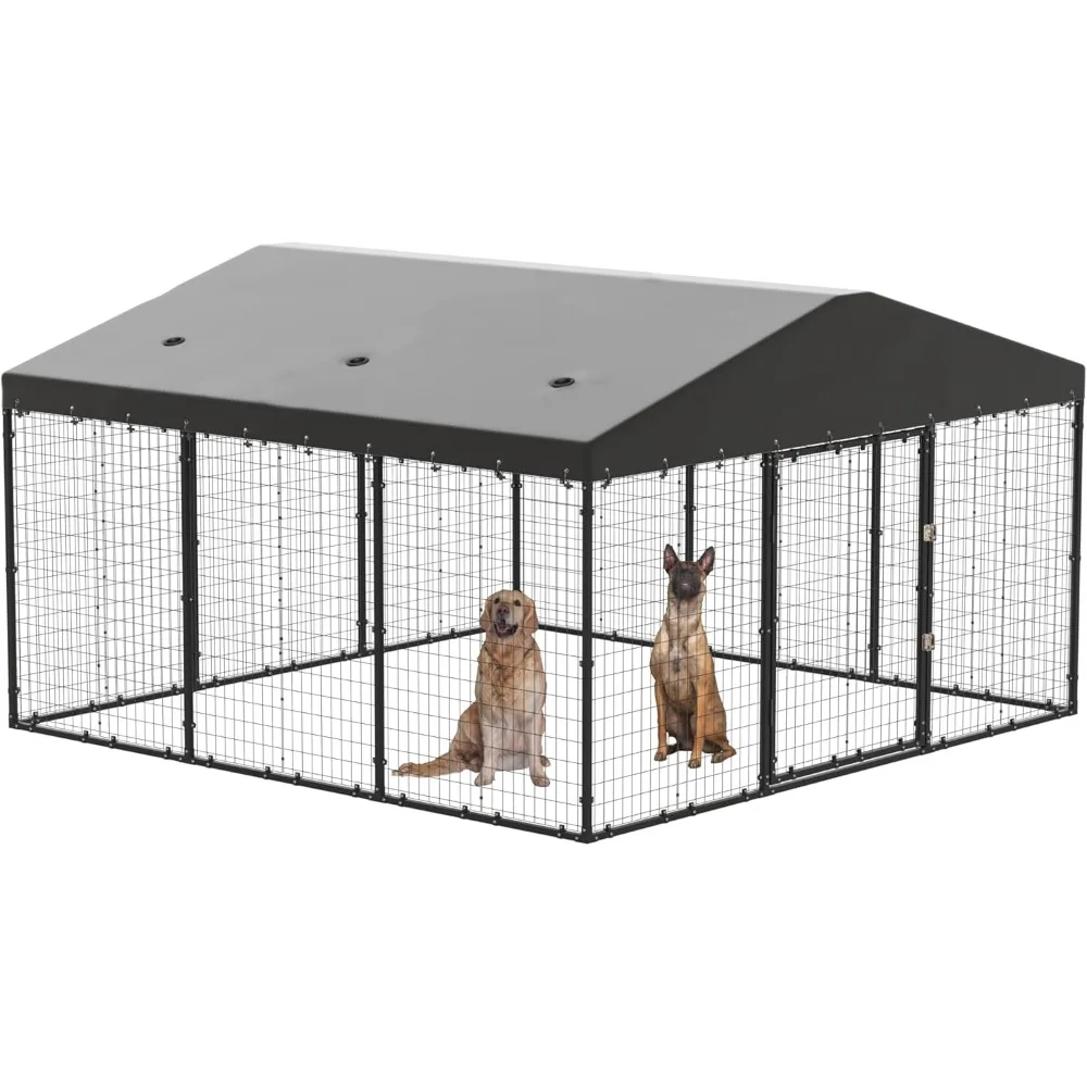 Large Outdoor Dog Crate with Tarpaulin roof, W 118