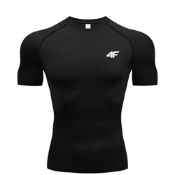 2025 Compression shirt Men's Fitness Gym Sports Running T-shirt Rashgard top T-shirt Quick drying short sleeve T-shirt