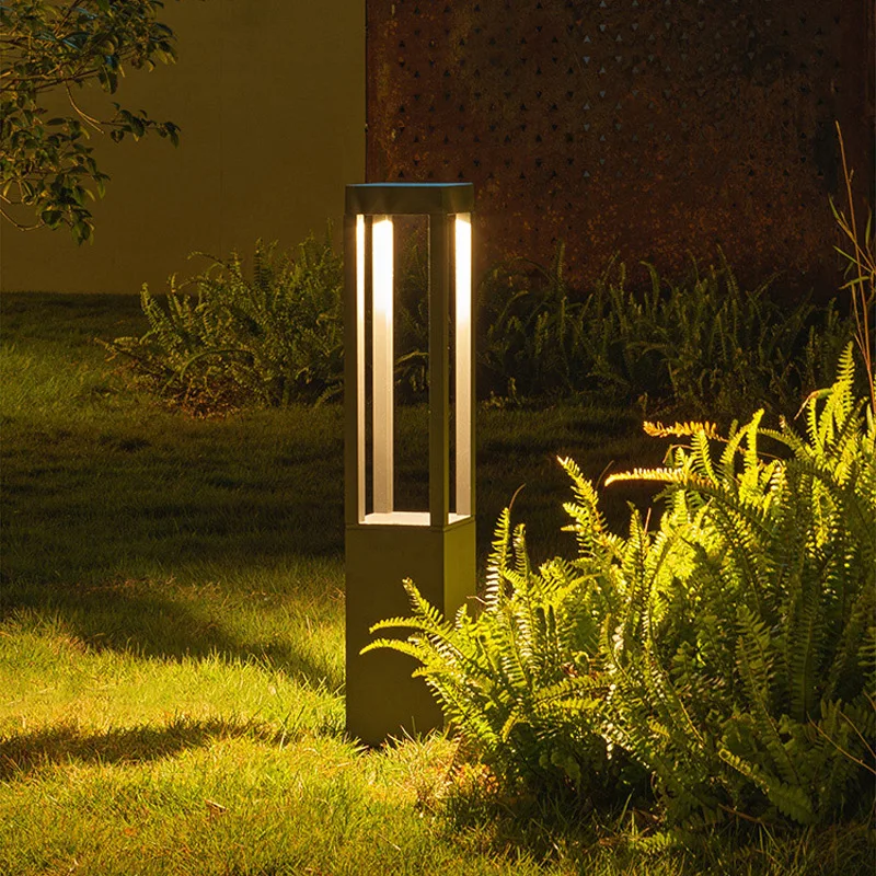 Outdoor solar lawn lights, waterproof courtyard lights, minimalist modern square and circular street light columns