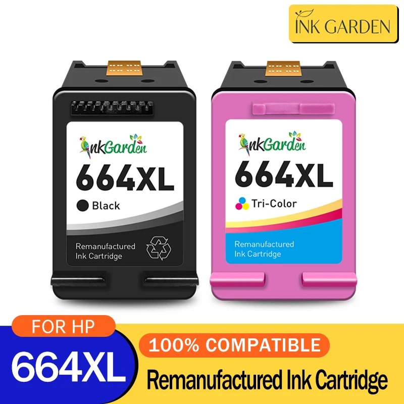 InkGarden 664XL Ink Cartridge Compatible For HP 664 XL HP664 Deskjet 1115 2135 2675 3635 3775 4536 4538 5075 5275 Printer XL