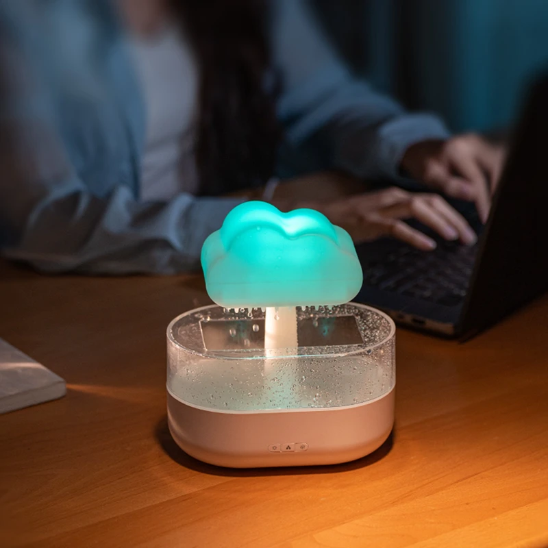 

OEM грибной портативный USB домашний милый увлажнитель воздуха с каплями дождя и облаком