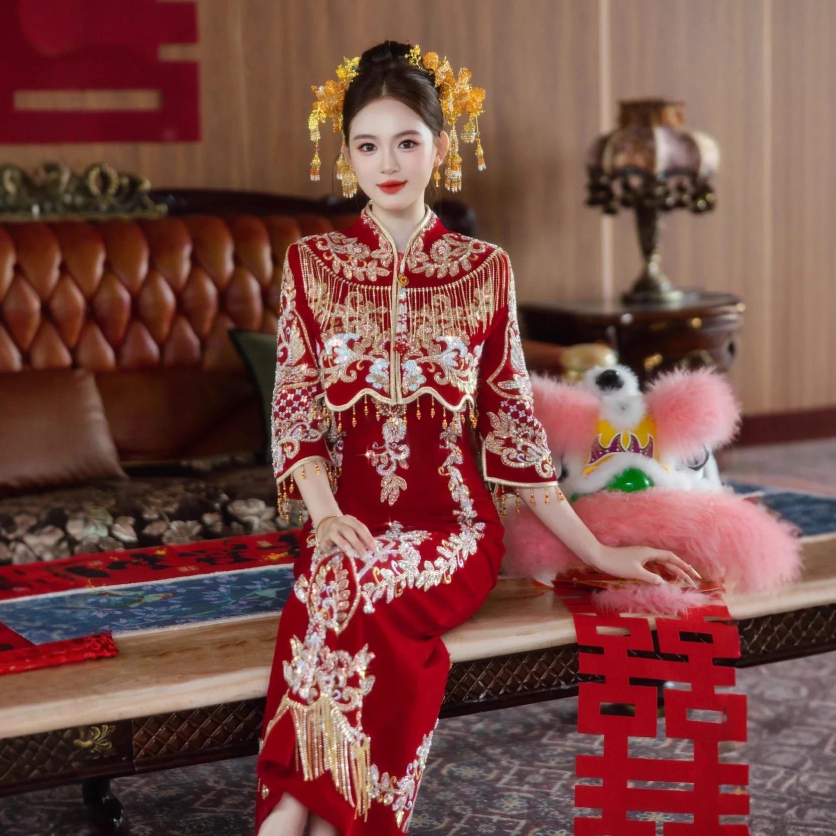 New Chinese Toast Dress Bride 2026 Cheongsam Engagement High-Grade Satin Banquet Wedding Clothes