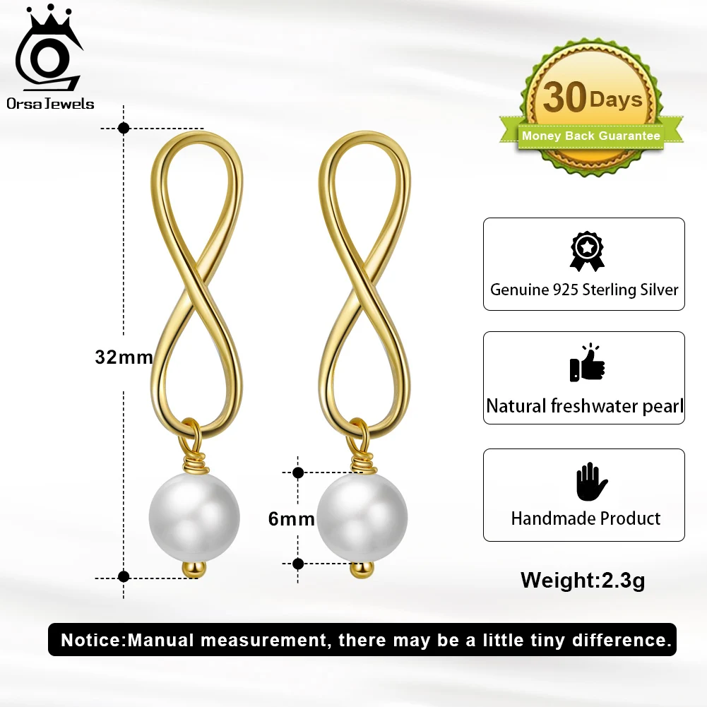 ORSA JEWELS Pendant Drop Earrings Fashion Female Dangle Earrings with Pearls 925 Sterling Silver Jewelry Mother's Gift GPE49 image 2
