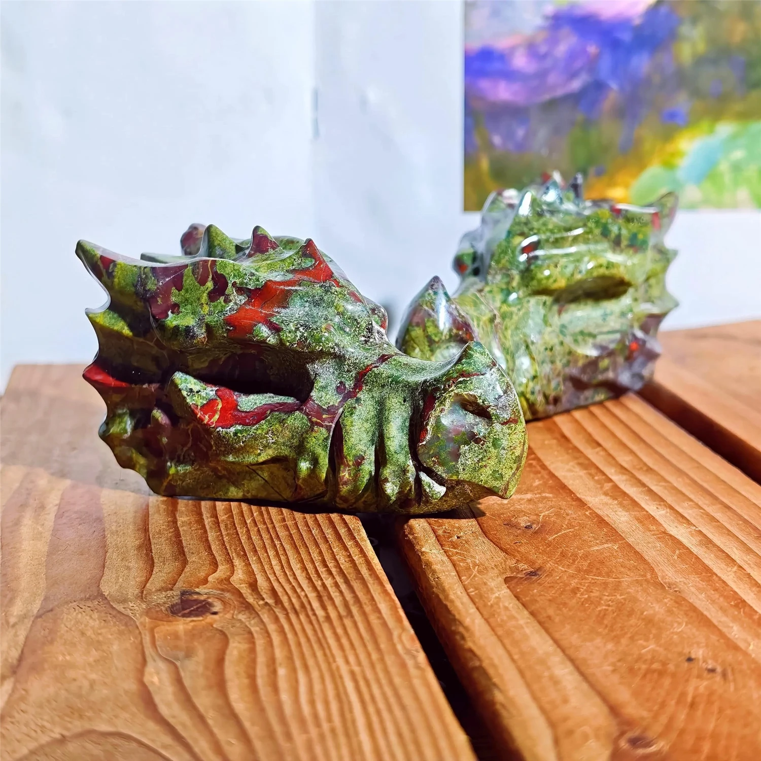 1pc Natural Dragon Blood Stone Dragon Skull, Quartz Crystal Skull, Crystal Animal, Mineral Specimen, Reiki Therapy, Home Decor