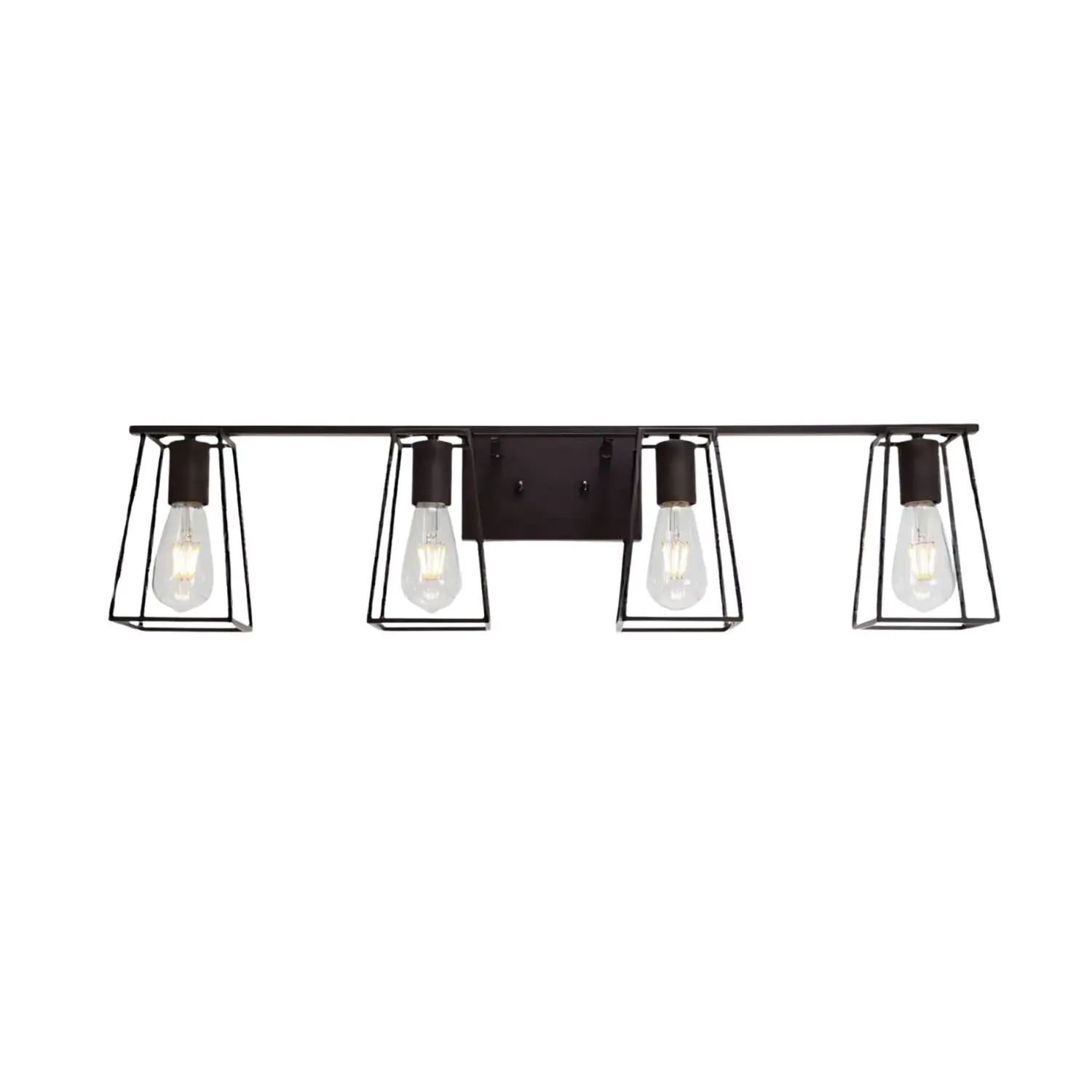 

4-Light Oil Rubbed Bronze Vanity Lights for Bathroom, Industrial Vintage Wall Sconce Lighting with Open Metal Cage