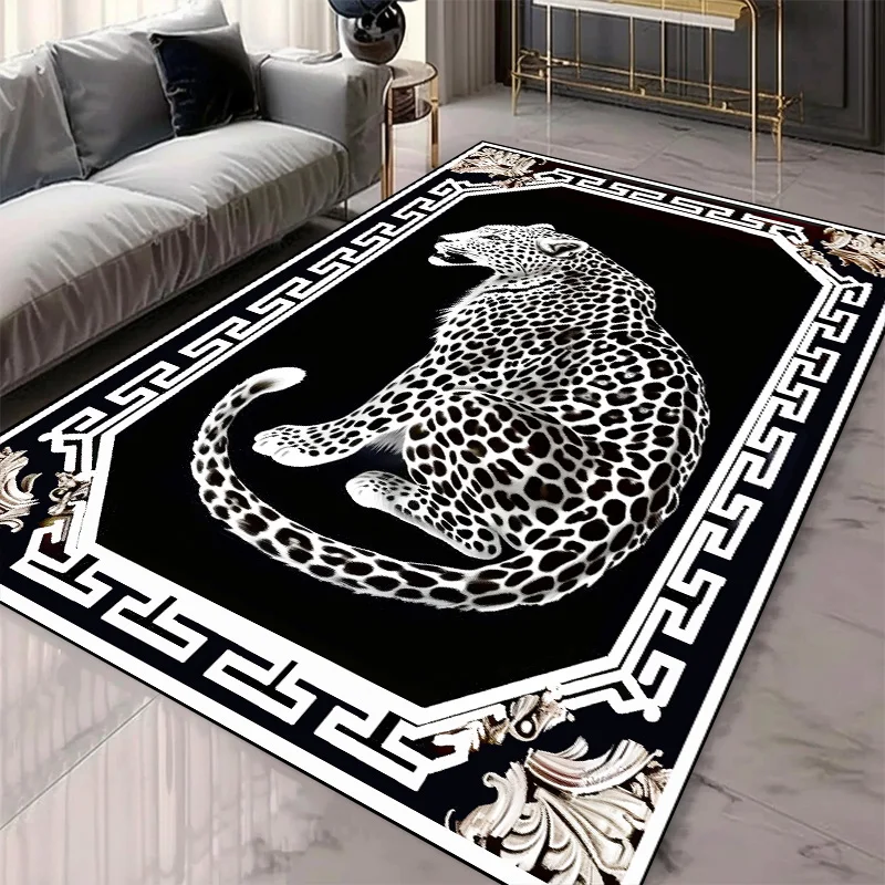 

Luxurious Gold Chain Leopard Carpets Living Room Decoration Rug Anti-slip Home Decor Rugs Bedroom Bedside Coffee Table Floor Mat