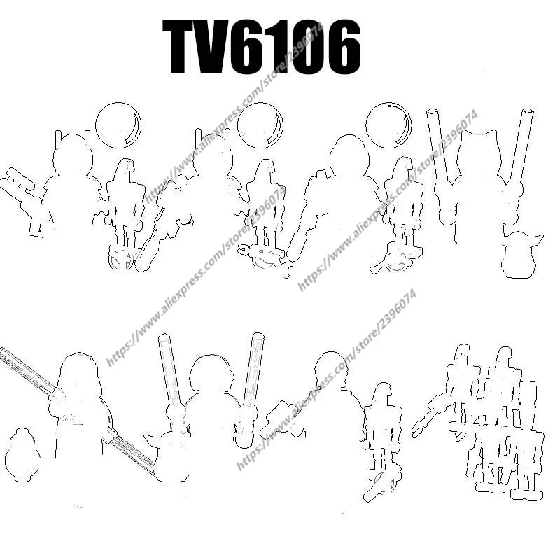 Blocos de construção Tijolos Brinquedos, Action Figures, acessórios do filme, TV8039, TV8040, TV8041, TV8042, TV8043, TV8044, TV8045, TV8046, TV6106