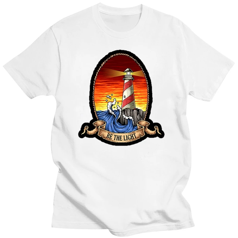 Be The Light Lighthouse Framed In Rope Nautical Wave Cameo Tshirt Brand Fashion Tee Shirt