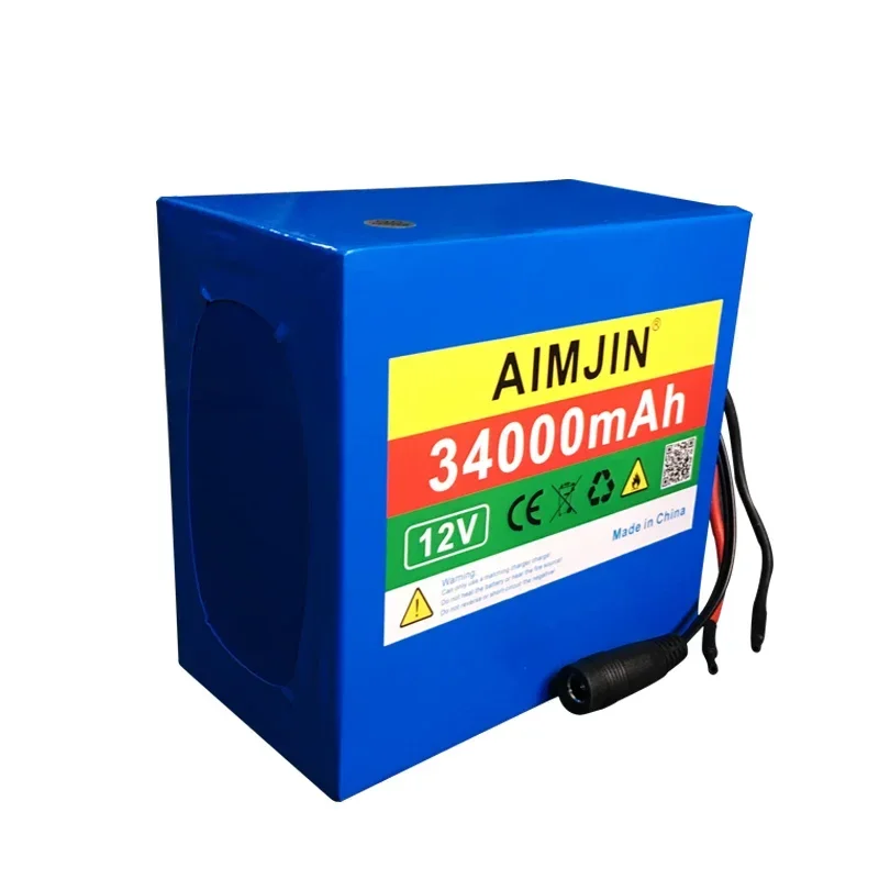 12V 34000mAh Rechargeable Li-Ion Battery Pack 3S12P 34AH for LED Lamp Light Solar Street Light Backup Power etc