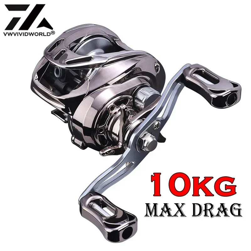 Metal Paint Fishing Reel, Baitcasting Reel with Aluminum Spool, Magnetic Brake Casting Reel, Max Drag 10kg, Lure Freshwater