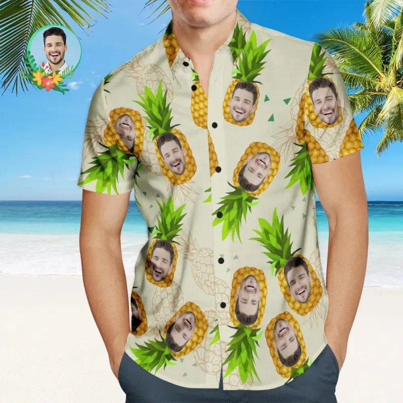 Hawaiian Shirts Custom Pineapples Design Unisex Shirts 3D Printed Lapel Short Sleeves Beach Shirt Personalized Hawaii Tops