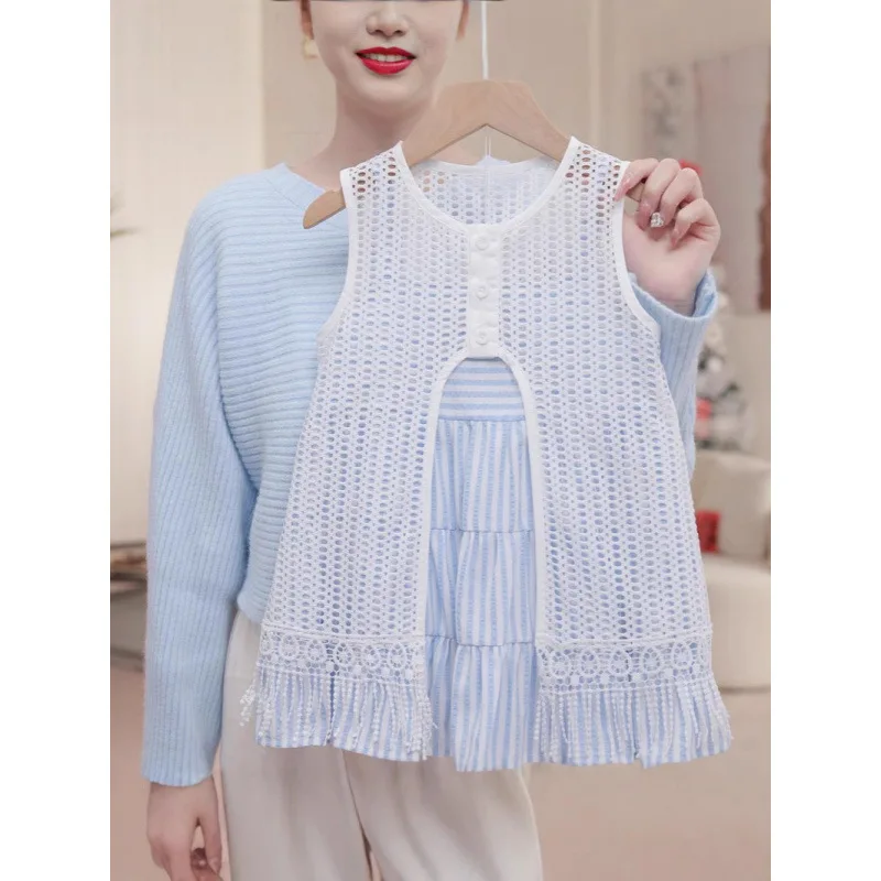 

Children's Outfit Dress New Summer Fashionable Girls' Hollow Princess Ruffle Dress StrapATwo-Piece Set with a Fresh Design