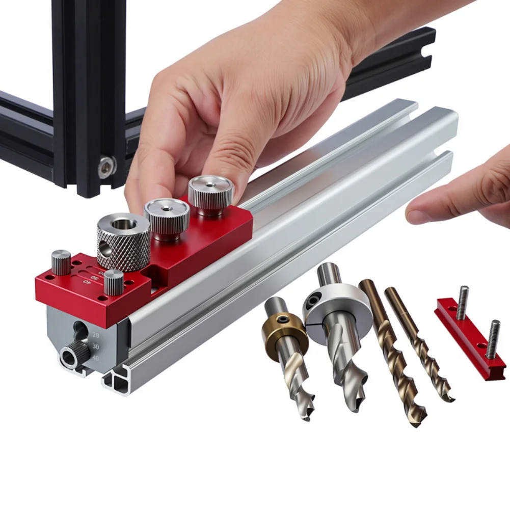Precision Aluminum Profile Hole Locator Simplify Drilling Accuracy Wood Dowel Punch Locator Aluminum Pocket Hole Jig