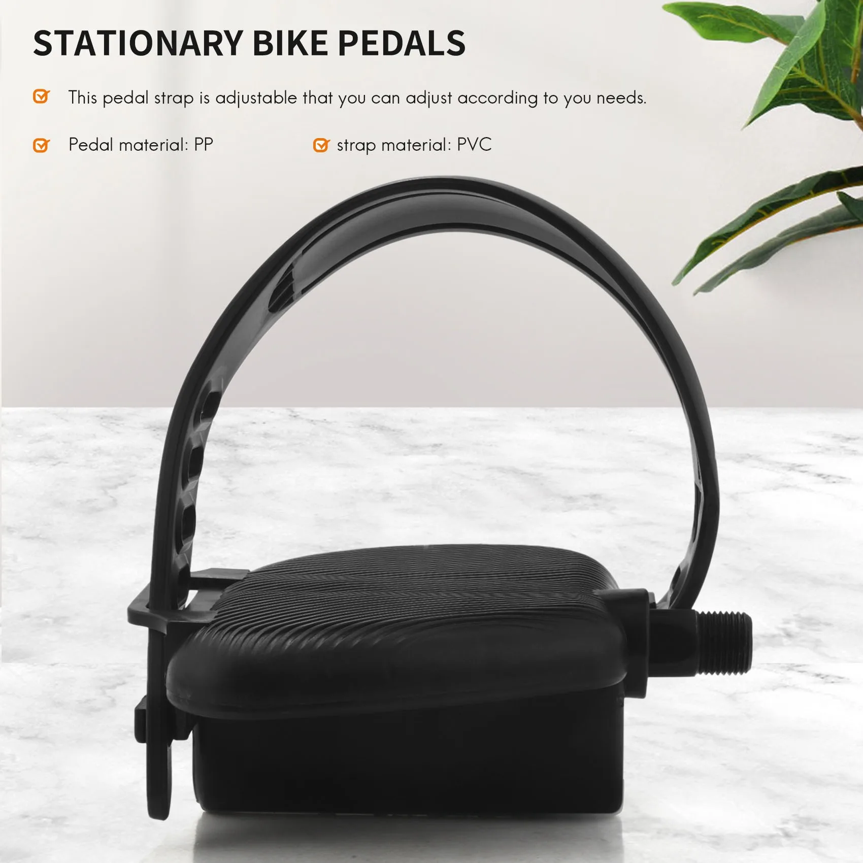 

ROO 1Pair Exercise Bike Pedal Widened Bicycle Pedal With Pedal Straps For Exercise Bike Stationary Cycle Home