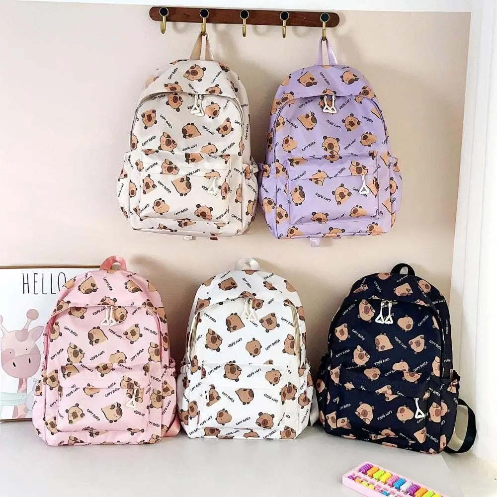 

Funny Kawaii Cartoon Capybara Backpack Nylon Large Capacity Capybara School Bag Multifunctional Lightweight Student Schoolbag