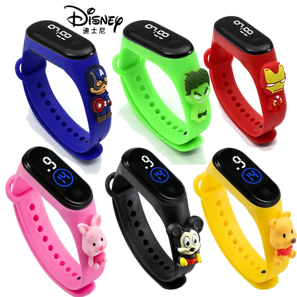 New Disney Frozen Princess Elsa Anna Mickey Mouse LED Touch Watch Student Children Sports Cartoon Electronic Watch Present Toys