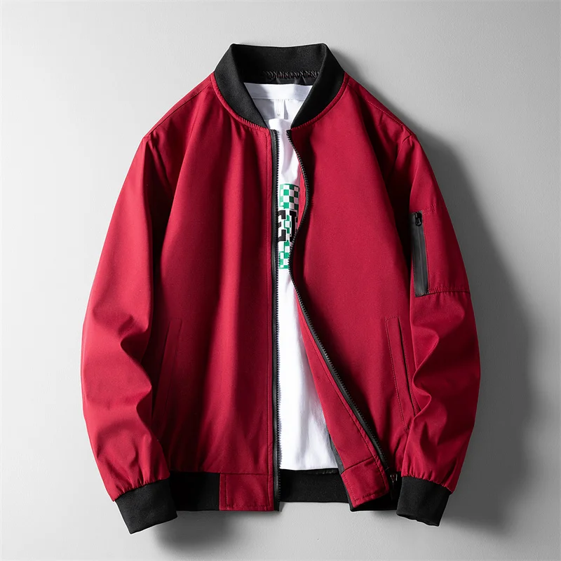 Chaqueta Bomber fina de béisbol para hombre, abrigos sólidos informales, cortavientos Delgado, ropa de exterior, ropa superior, chaqueta de carga, otoño, primavera