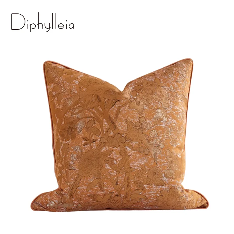 Diphylleia Italian Baroque Relief Floral Jacquard Throw Pillow Covers Luxury Retro Decorative Cushion Case For Sofa Sitting Room