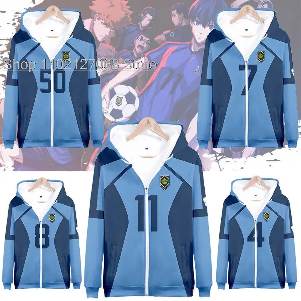 

HOT Anime Blue Lock Hoodie Isagi Yoichi Football Cosplay Costume Bachira Meguru Chigiri Hyouma Hooded Zipper Sweater Pullover