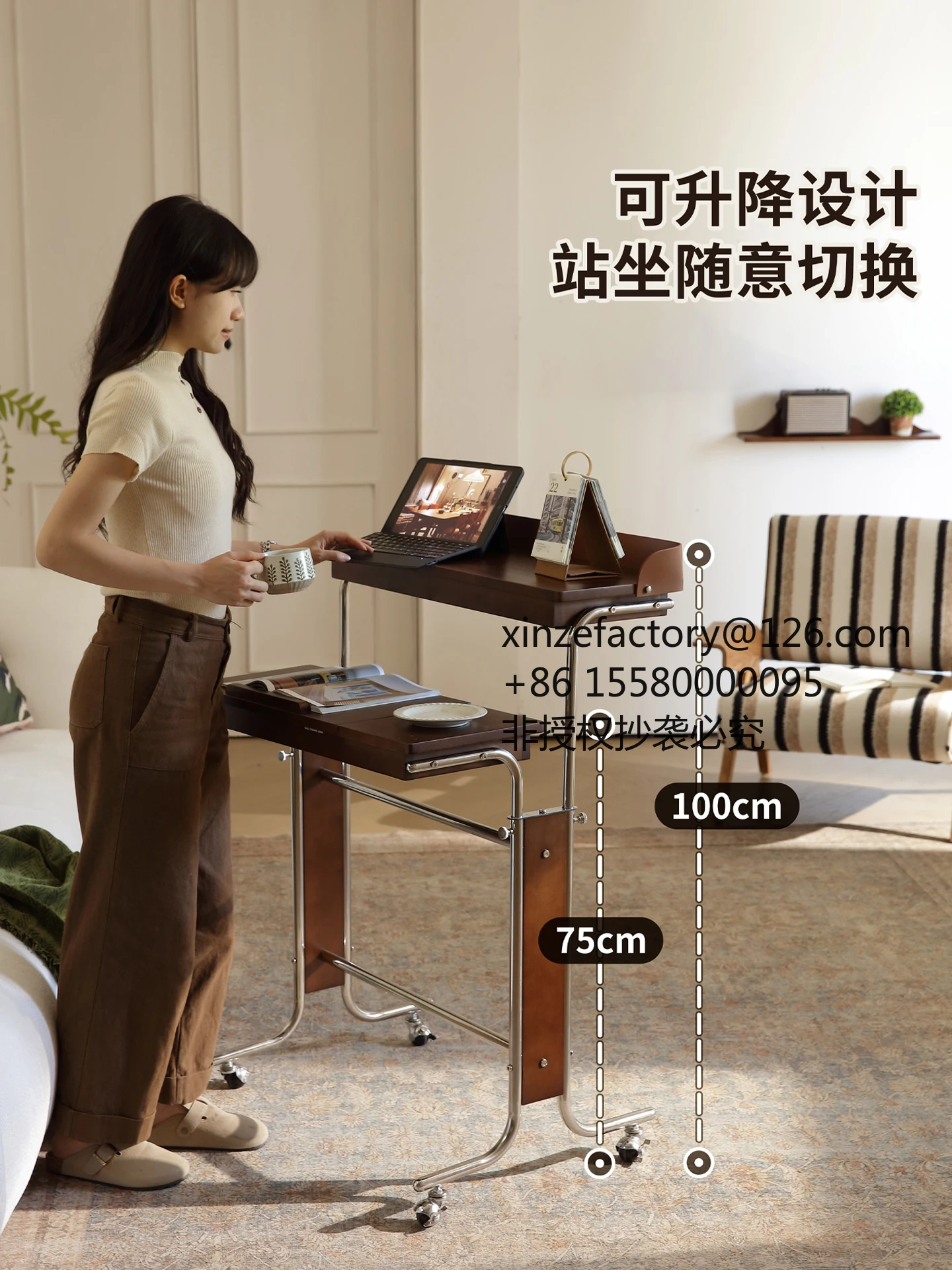 Factory Direct 2026 Top RatedLifting computer office narrow desk solid wood medieval furniture bay window bedside few Bauhaus mo
