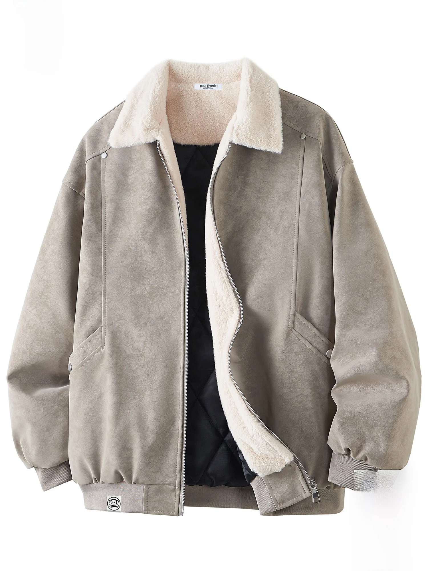 

PaulFrank Winter Thiened Loose Collar Men's Jaet Barnum Sle Leather Coat Casual Faion Youth ular Daily Wear