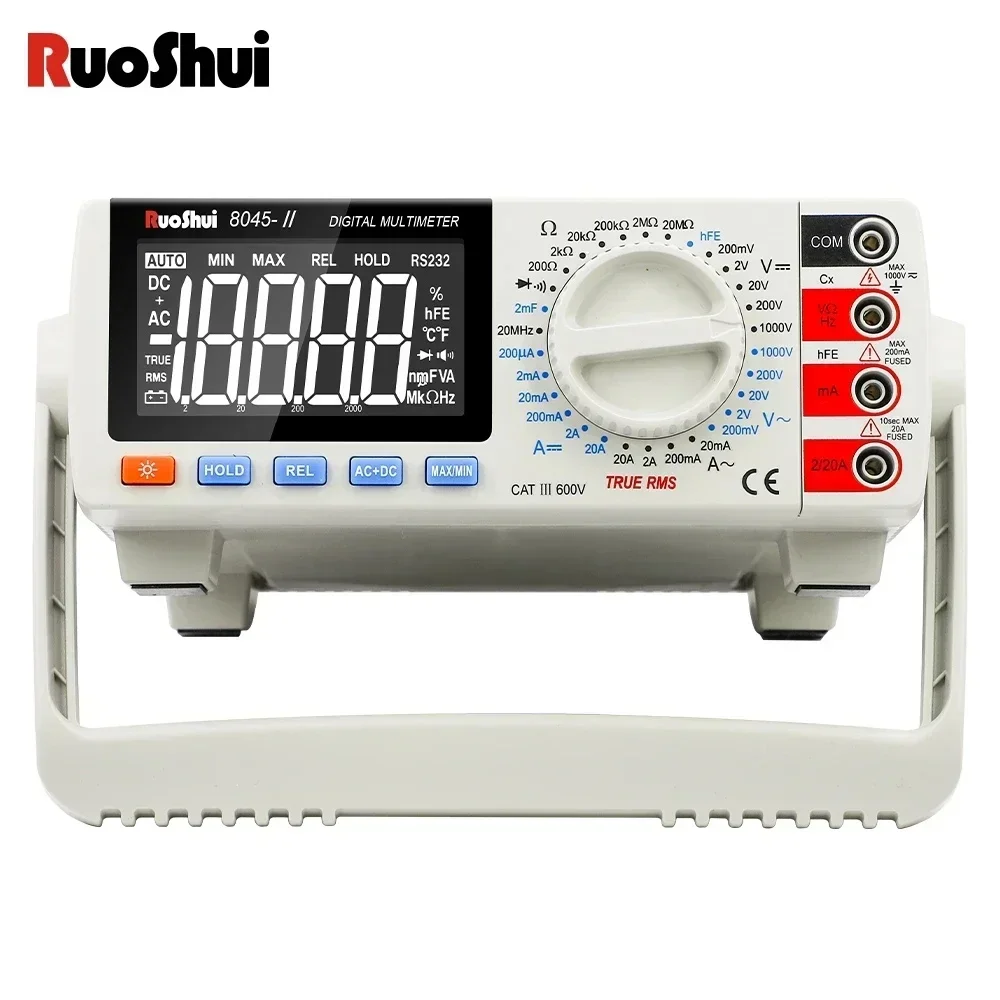 RuoShui-Multimètre de bureau 8045-II, 20000 comptes, True RMS, AC, DC, 1000V, 20MHz, Électricien, Transistor, Puzzles, Testeur d'itance