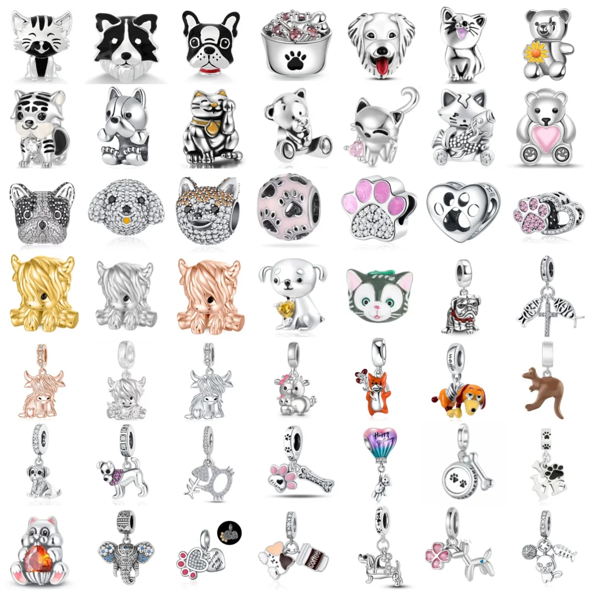 

Cute Animal Bead 925 Silver LOVE Pet Dog, Cat, Kangaroo, Fox Pendant Suitable for Original Bracelet DIY Jewelry Accessories