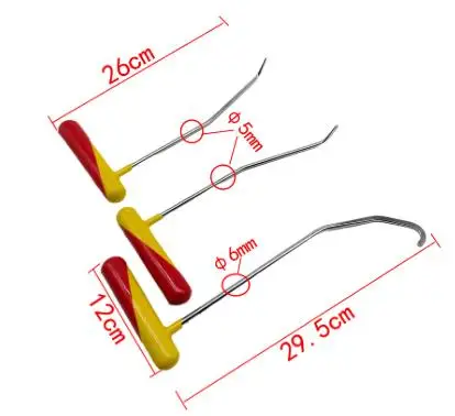 Auto Body Dent Repair Hook Set 3 PCS Spring Steel Hooks 26cm 12cm 29.5cm with Comfort Grip Handles for Car Use