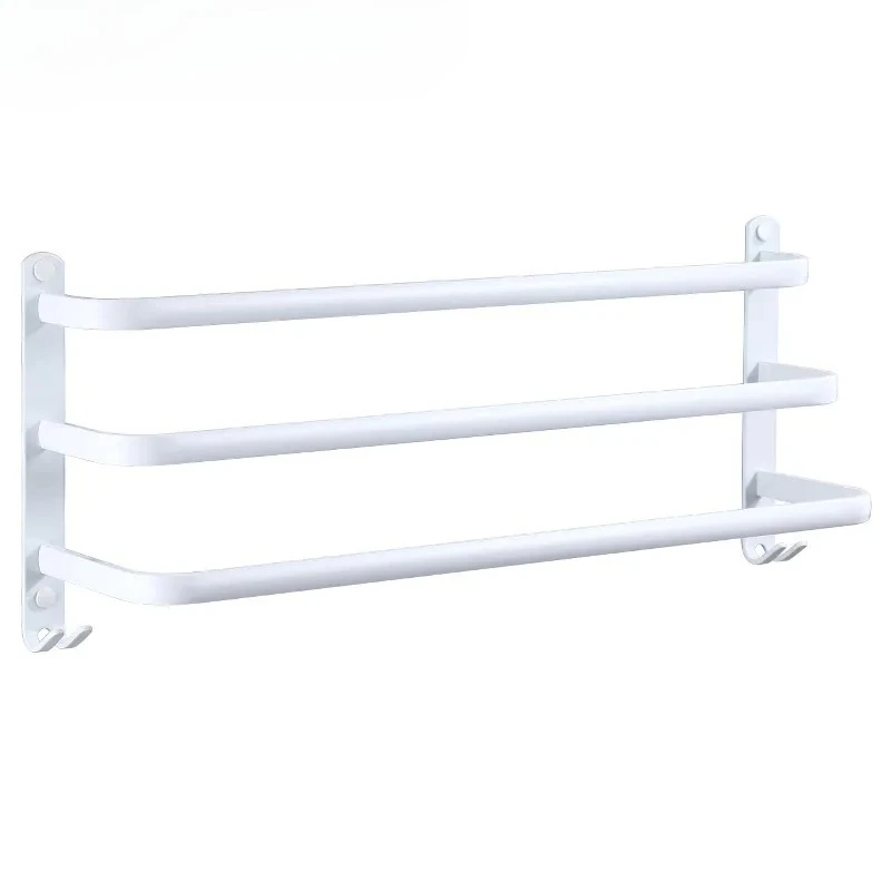 

Bathroom accessories double-rod towel bar wall-mounted stylish white towel bar space aluminum bathroom storage rack