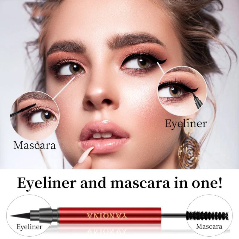 YANQhr-Mascara Eyeliner Double Tête 2 en 1 pour Documents, vaccage Rapide, Imperméable, Résistant à la Sueur, Mode Novice, Convient