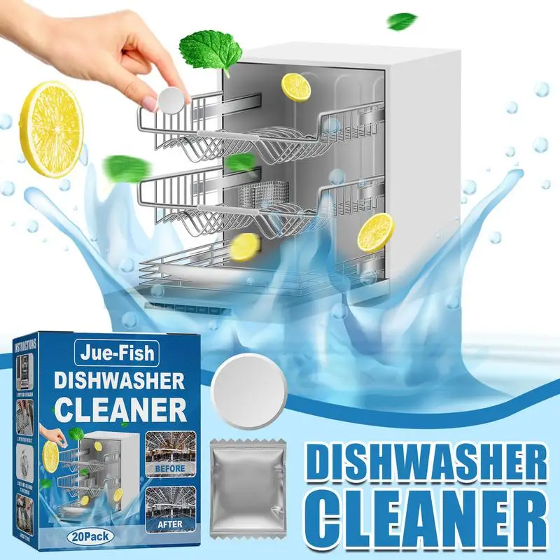 Natural Dishwasher Cleaner 20 Pack Deep Cleaning Descaler Washing Machine Descaler Deep Cleaning Tablets 20 Tablet Combo