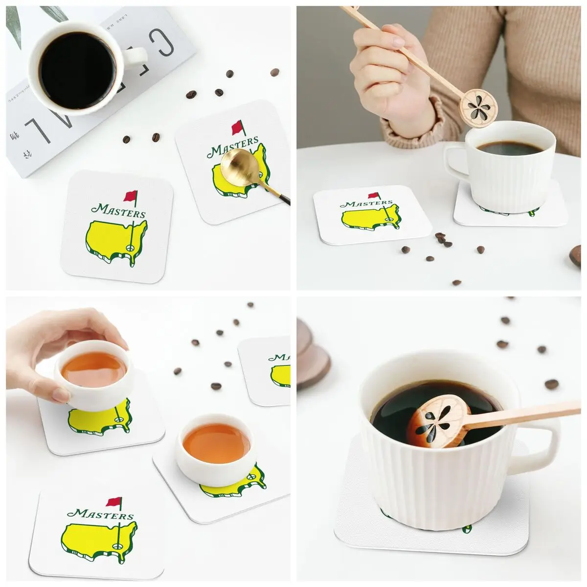 マスターズ - マスターズ 2022 - オーガスタ ナショナル - オー コースターズ キッチン プレースマット 断熱カップ コーヒーマット 食器パッド 4枚セット