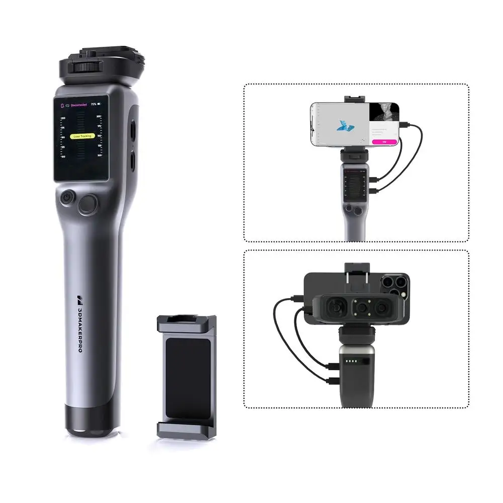 Portable Smart Grip Moose Series 3D Scanner Smartphone Connect Scanning Time 240 Minutes Easy Carry and Use Battery Capacity