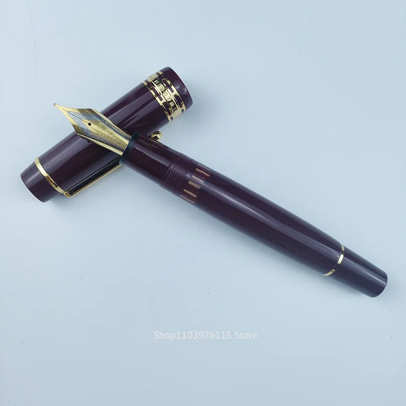 Wingsung/Junlai 630 Piston Fountain Pen No.8 / 40# F Nib Iraurita Transparent Resin Gold Clip Business Writing School Stationery