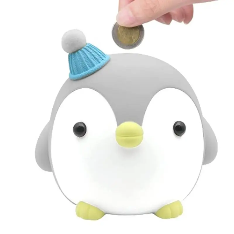 Kids Coin Bank Cartoon Attractive Penguin Design Money Bank Decorative Desktop Ornaments Multifunctional Coin Saving Box For