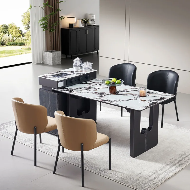 Italian minimalist light luxury rectangular coffee   living room   small apartment black dining   TV cabinet mar